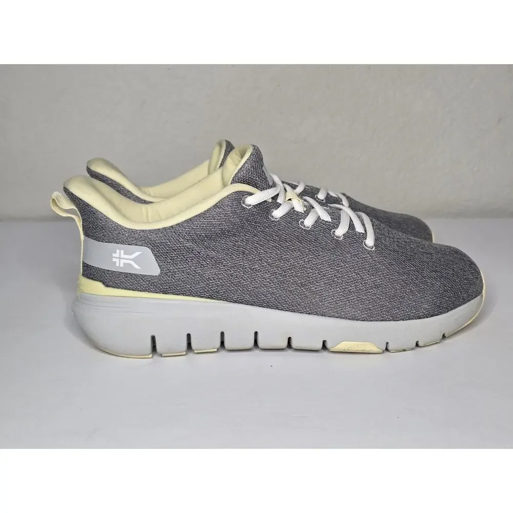 KURU Flex Via Women's 10.5 Wide Sneaker Dove Gray-Pale Lime Lace Up Shoe Running